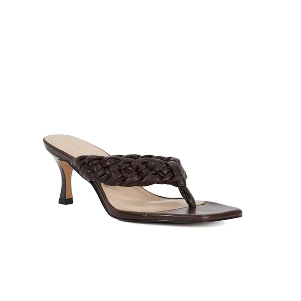 Dune London Brown More Weave Kitten Heeled Sandals $173 EUC Sz 37 - Picture 5 of 6